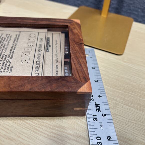 Vintage Uniquely C. Wooden Domino & Dice Cards Set in Decorative Wooden Box, - Picture 11 of 11